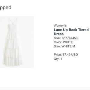 Abercrombie & Fitch White Lace-Up Backless Tiered Dress